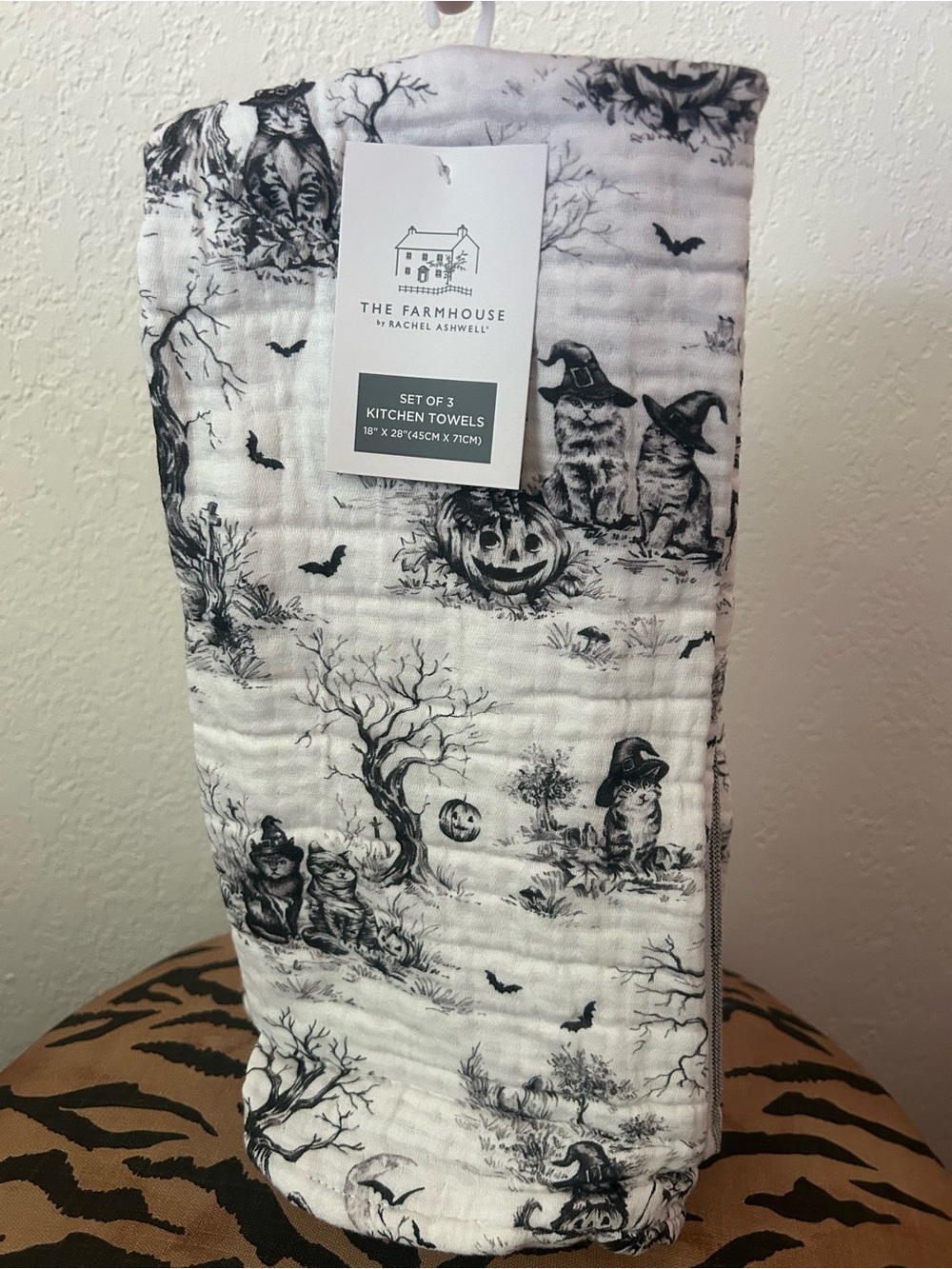 The Farmhouse Rachel Ashwell Set of 3 Halloween Cats Cotton Kitchen Towels